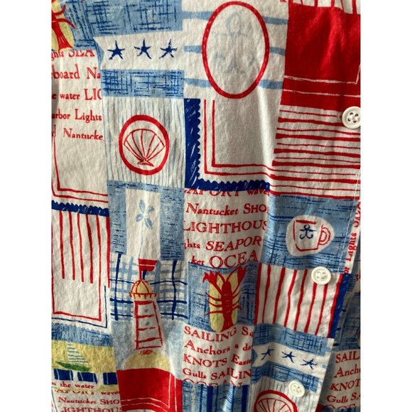 Sag Harbor Sport Nautical Button Down Short Sleeve Shirt - Ladies Size Large - Picture 3 of 6